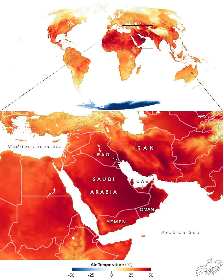 گزارش ناسا از گرما در منطقه/ خاورمیانه درگیر با «خشن‌ترین موج گرمایی تاریخ»